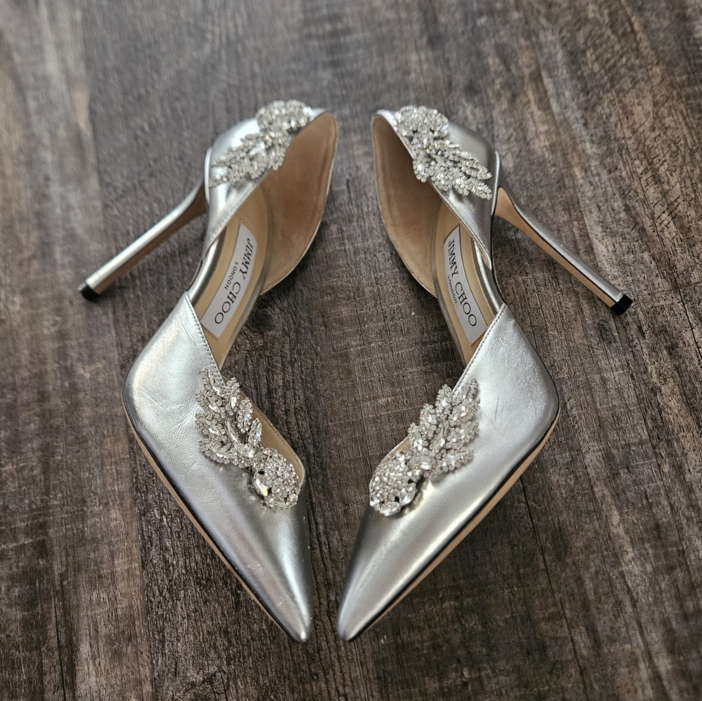 Jimmy ChooJimmy Choo Silver Leather Teja D'orsay Pumps - Picture 4 of 9